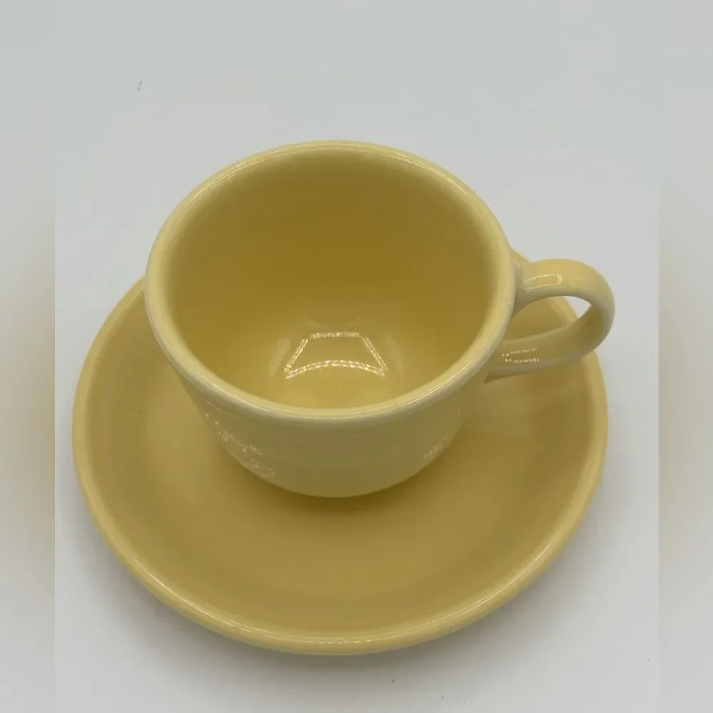 Fiestaware Yellow Teacup and Saucer Fiesta Retired Pale Yellow Tea Cup